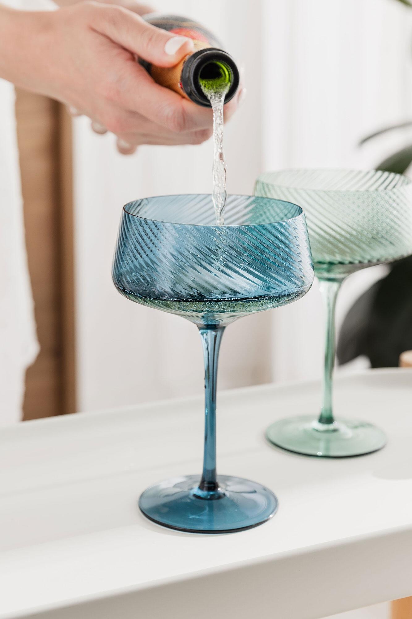 Twist Champagne Coupes – Set of 2 Blue/Green