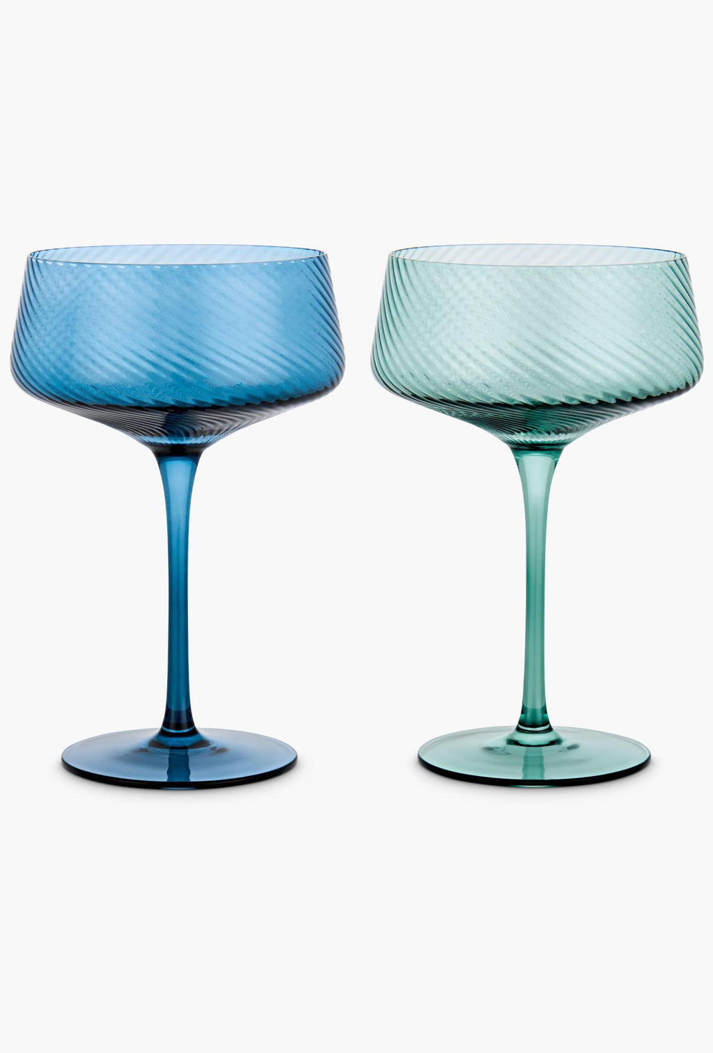 Twist Champagne Coupes – Set of 2 Blue/Green