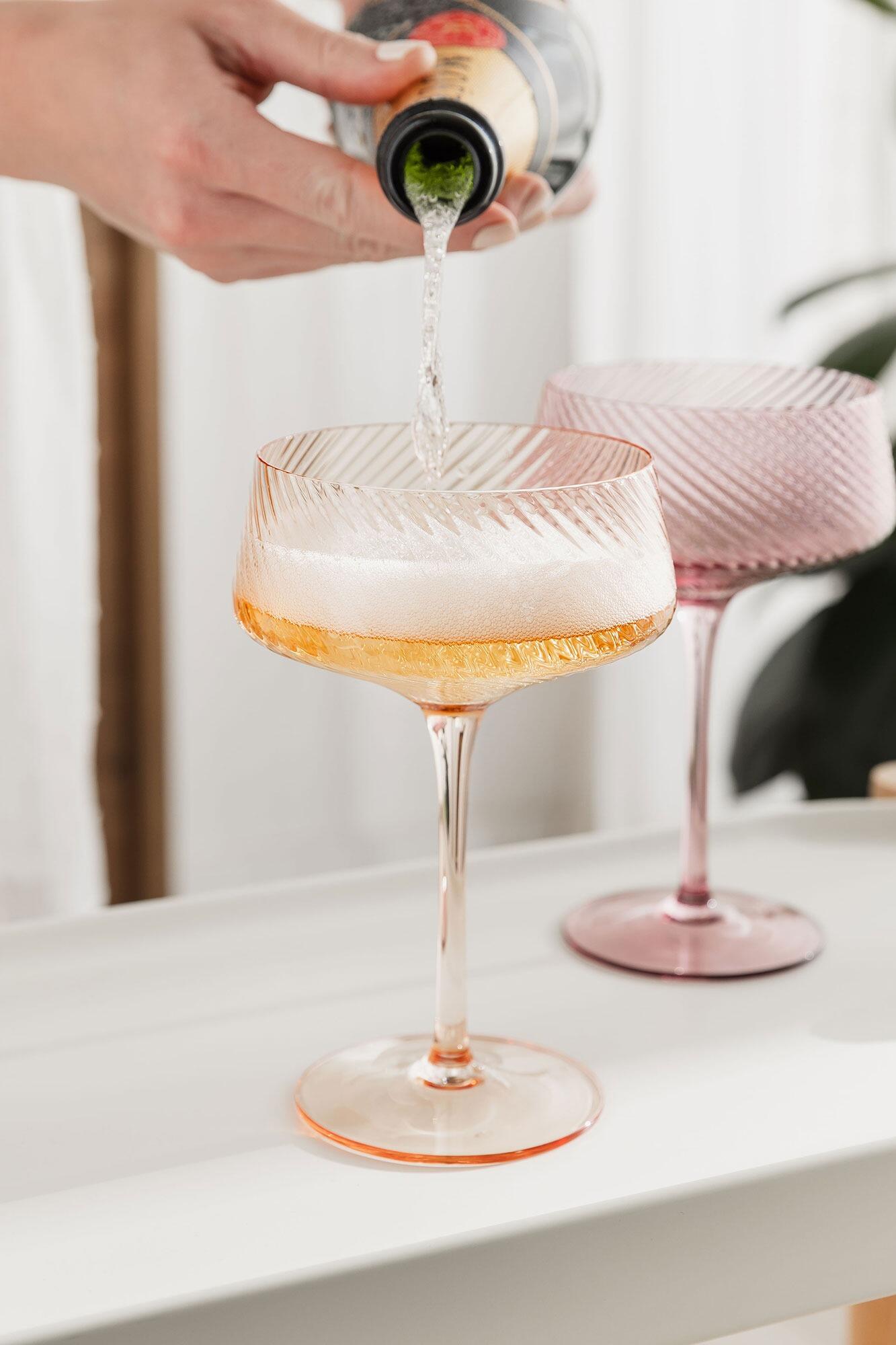 Twist Champagne Coupes – Set of 2 Pink/Peach