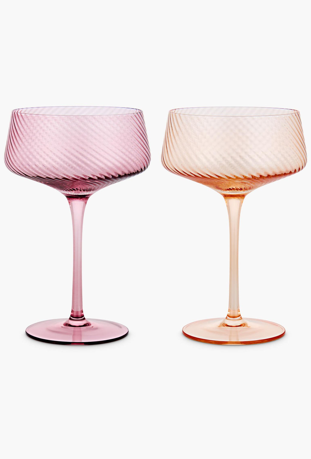 Twist Champagne Coupes – Set of 2 Pink/Peach