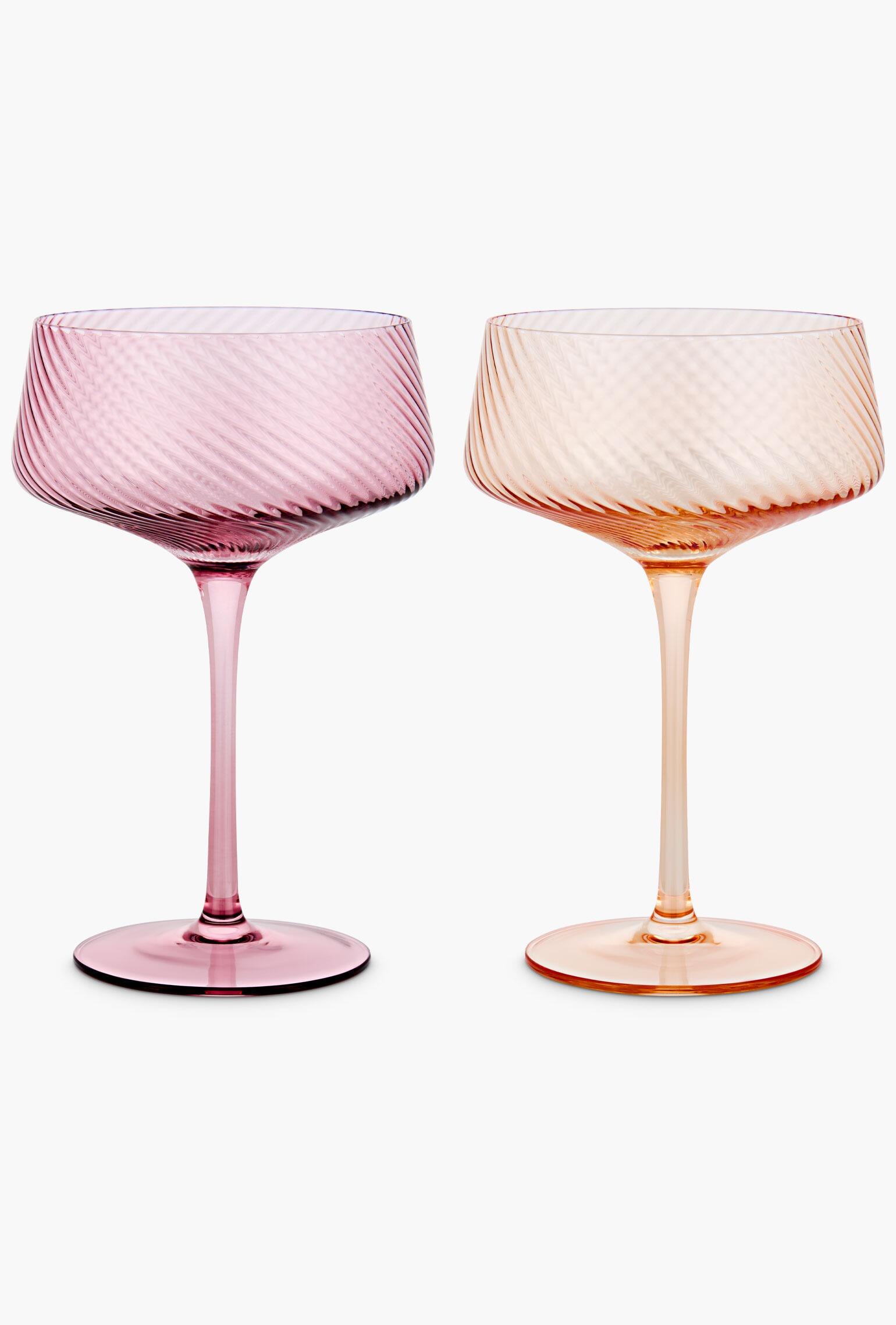 Twist Champagne Coupes – Set of 2 Pink/Peach