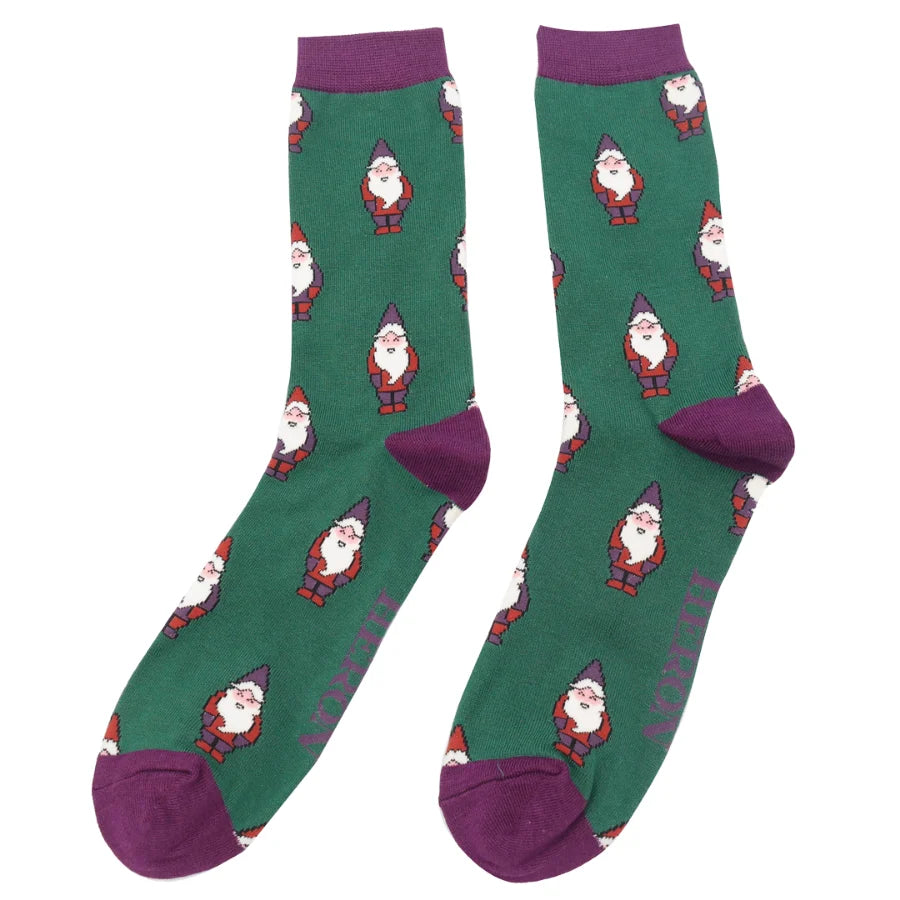 Men's Bamboo Socks Gnomes - Antique Green