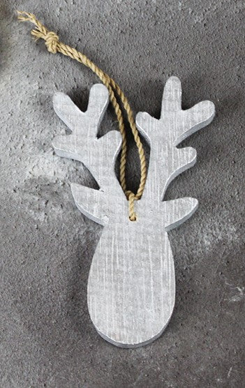 Reindeer Head Hanging Decoration - Silver