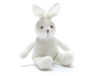 Bunny Baby Rattle - White Organic Cotton