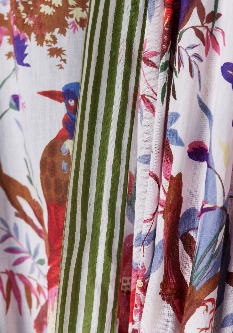 Cotton Dressing Gown - Bird Of Paradise White