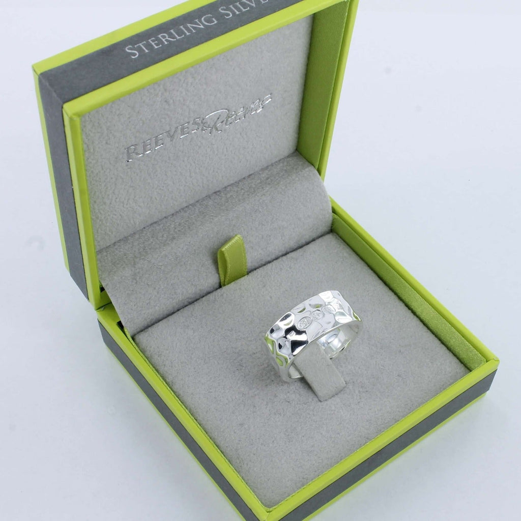 Wide Hammered Men's Sterling Silver Ring