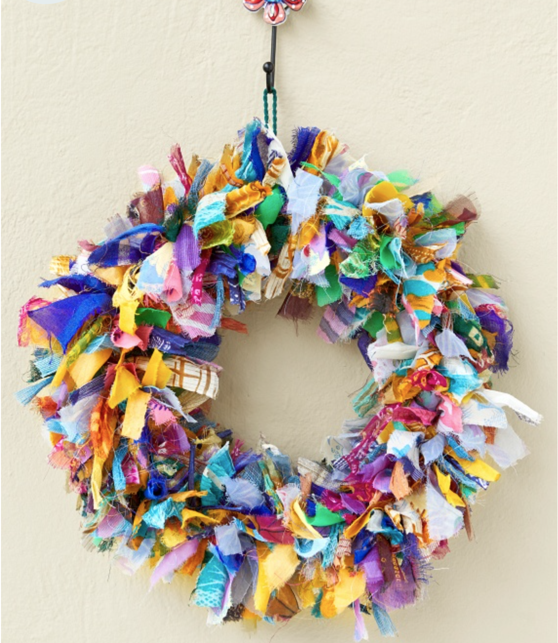 Recycled Sari Fabric Wreath - Multicolour