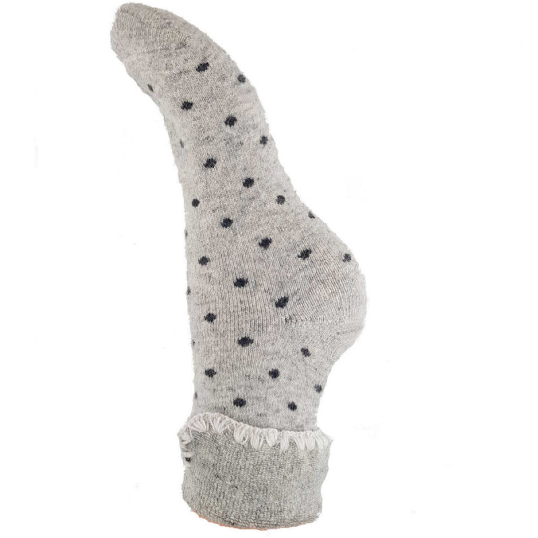 Ladies Cuff Sock - Grey/Black Dots