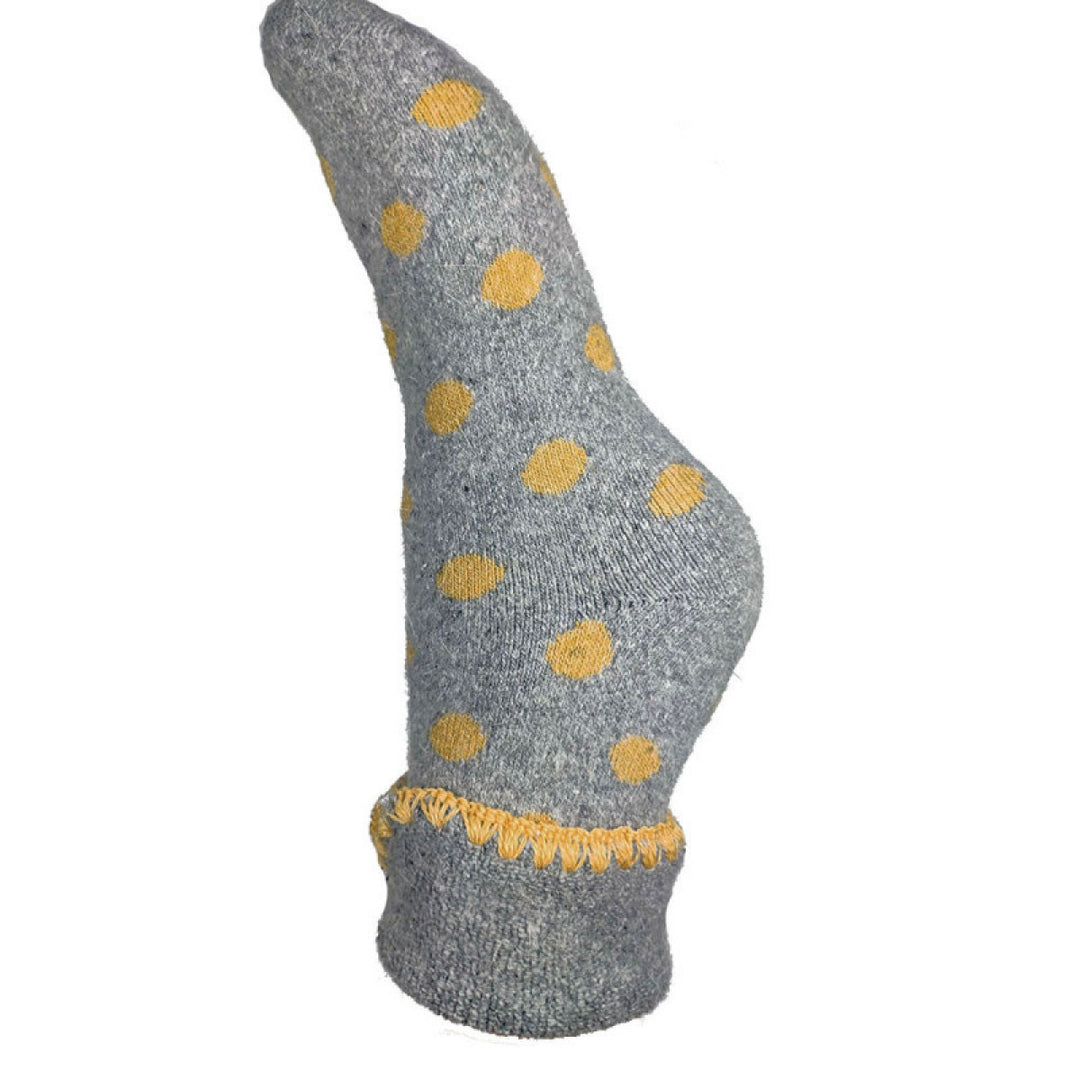Ladies Cuff Sock - Grey/Mustard Spots