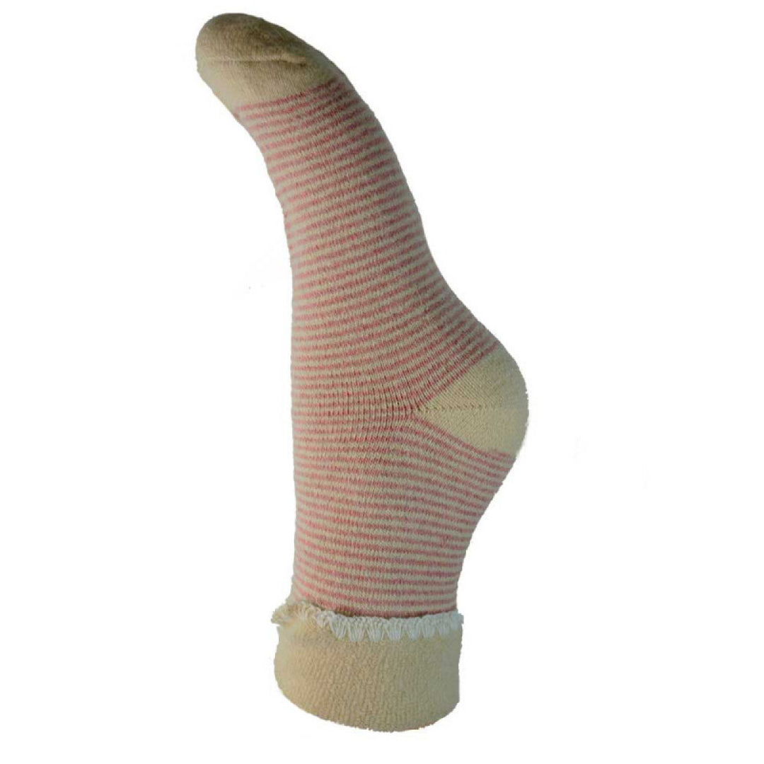 Ladies Cuff Sock - Pink/Cream Stripes