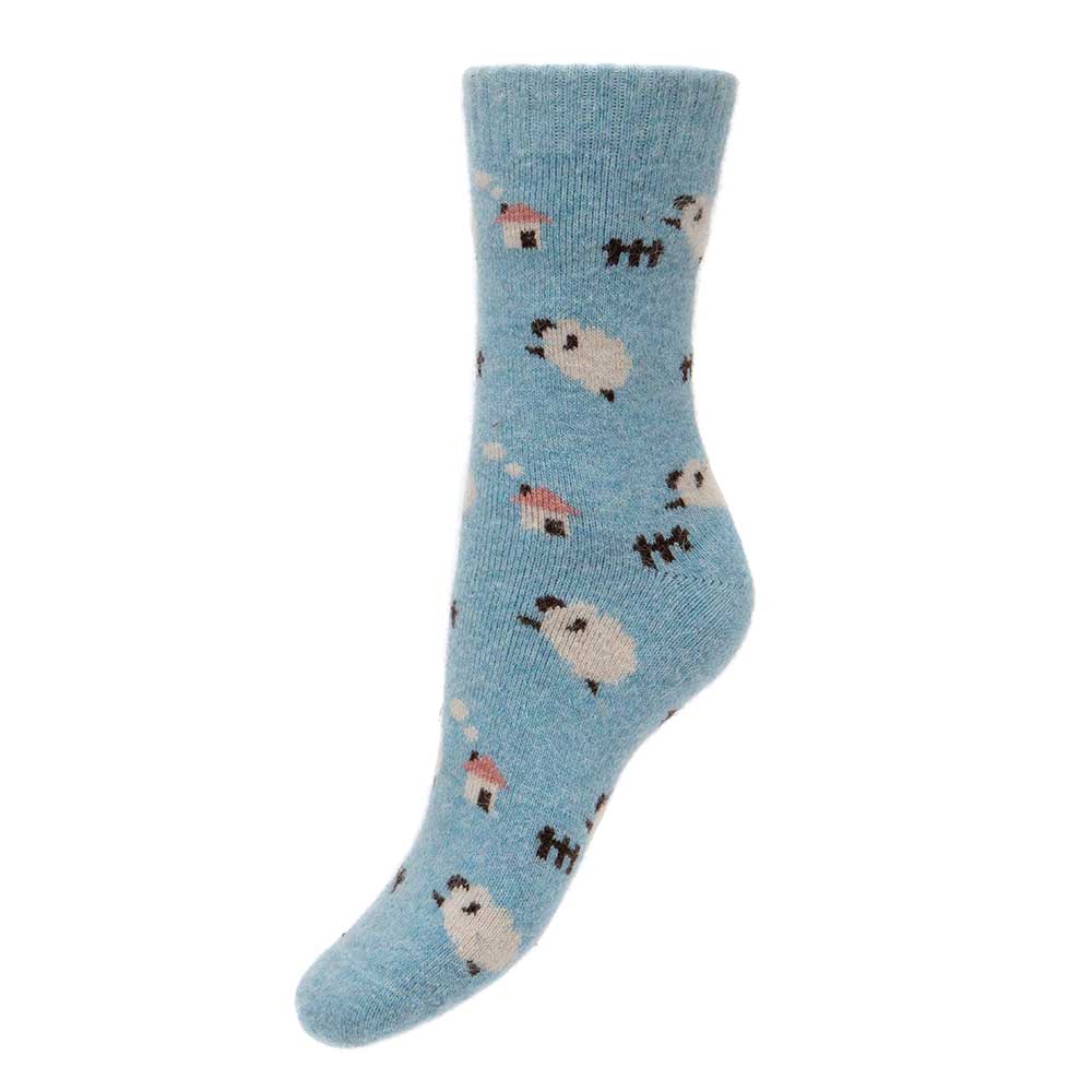 Wool Blend Socks - Light Blue Sheep