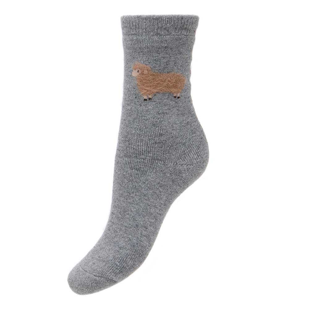 Fluffy Sheep Wool Blend Socks -  Grey