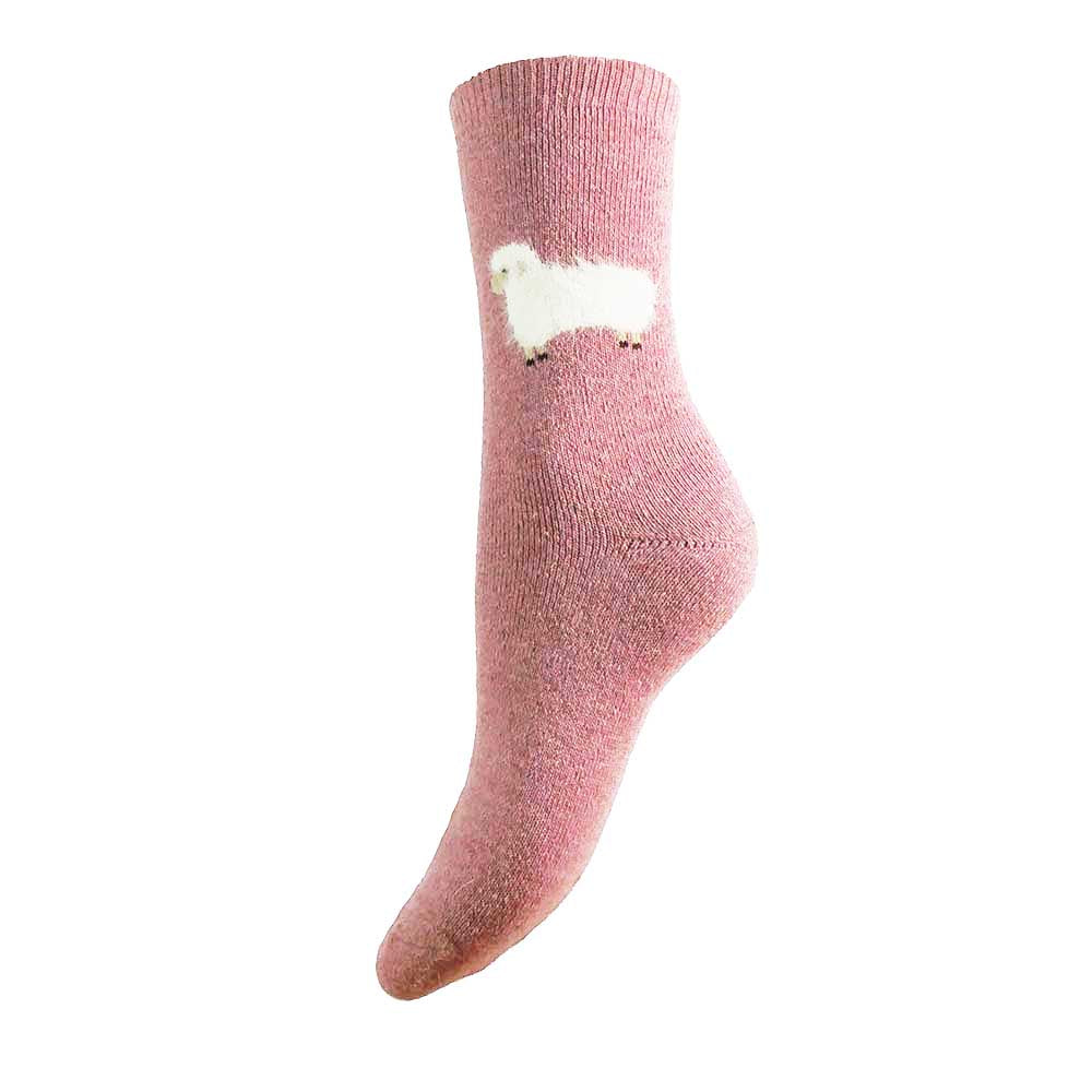 Wool Blend Socks -  Light Pink Fluffy Sheep