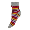 Ladies Cuff Sock - Red/Pink/Yellow Stripes