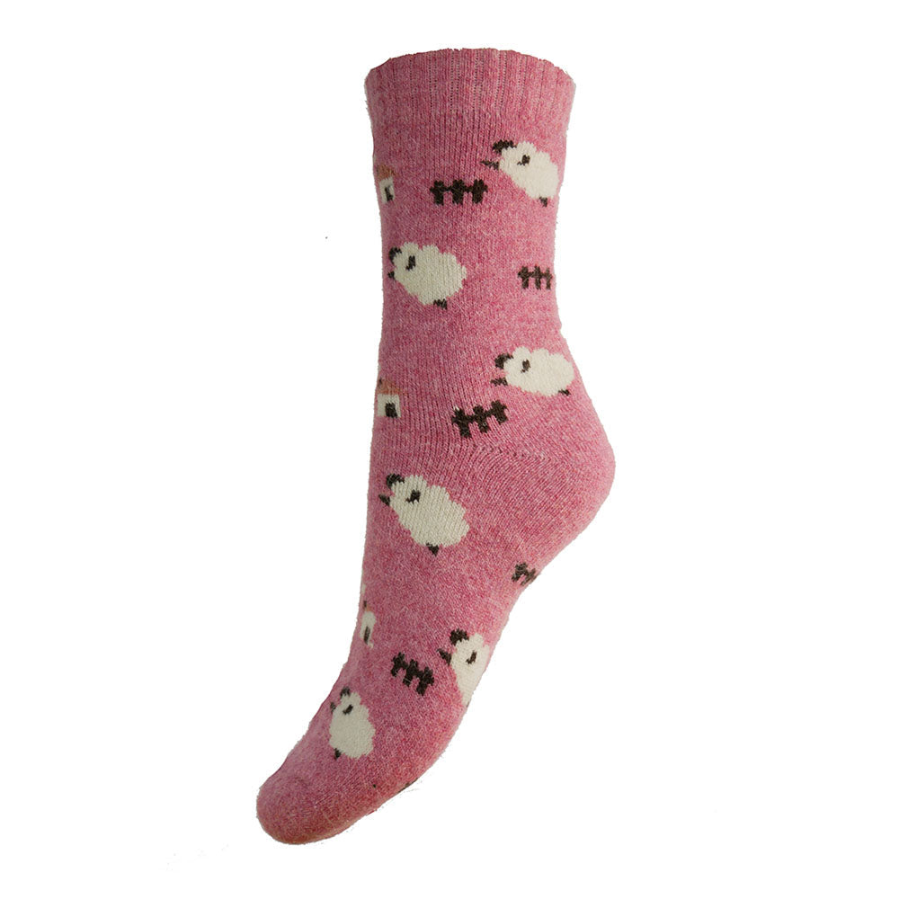Sheep Socks Wool Blend  - Pink