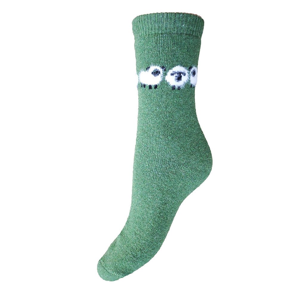 Wool Blend Socks -  Green Sheep Flock