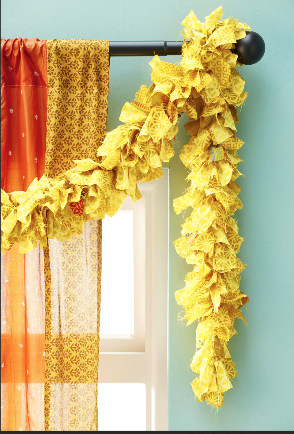 Recycled Sari Fabric Eco Tinsel/Garland - Yellow
