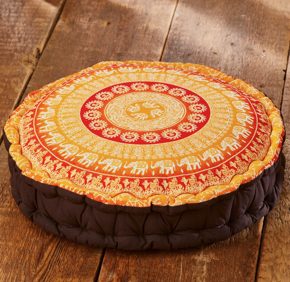 Filled Pouffe/Yoga Cushion Elephant Print