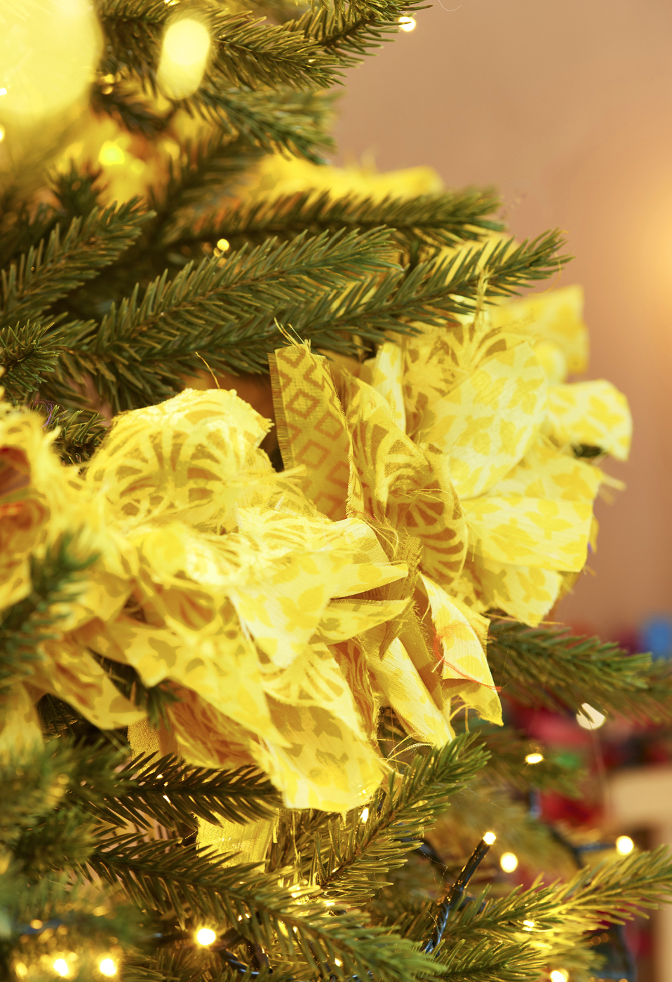 Recycled Sari Fabric Eco Tinsel/Garland - Yellow