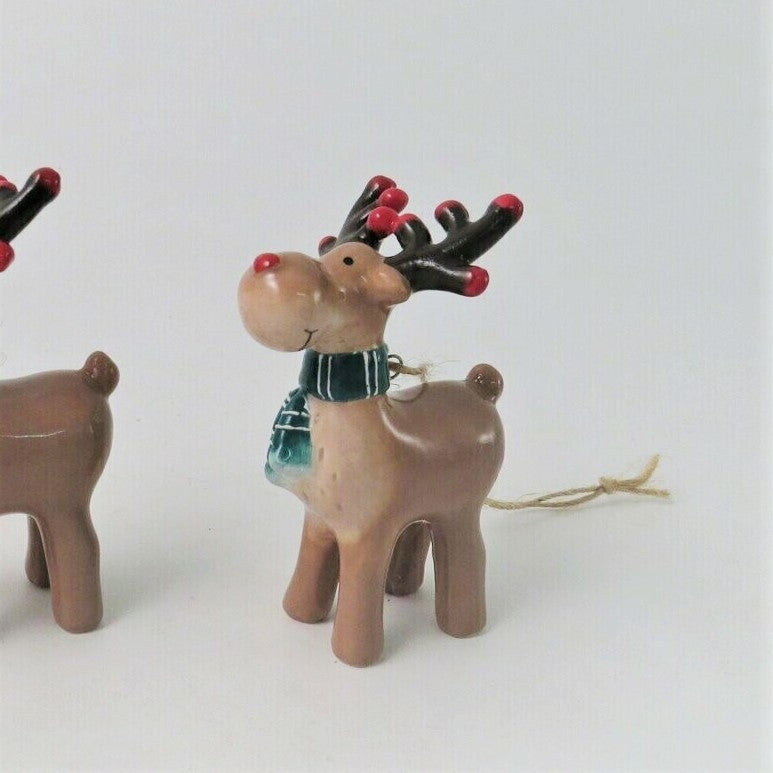 Reindeer with Green Scarf Tree Decoration