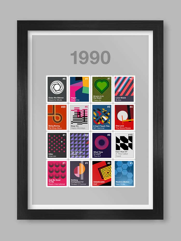 1990 Music - A3 Framed Print