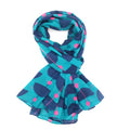 Teal Scarf With Retro Shapes Pattern