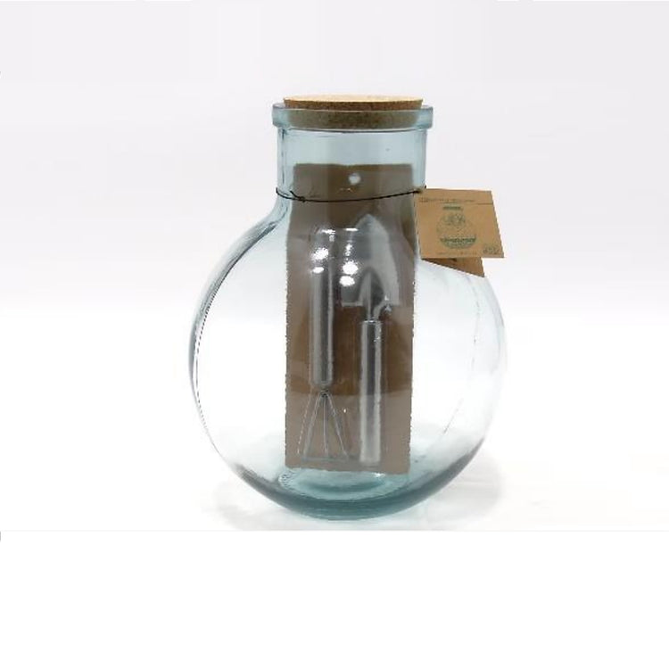 Aran Rounded Terrarium & Trowel Gift Set - Recycled Glass