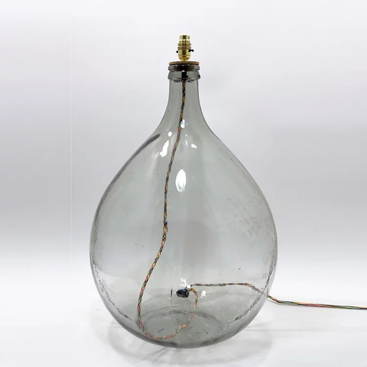 Carboy Glass Lamp in Soft Grey with Denim Flex