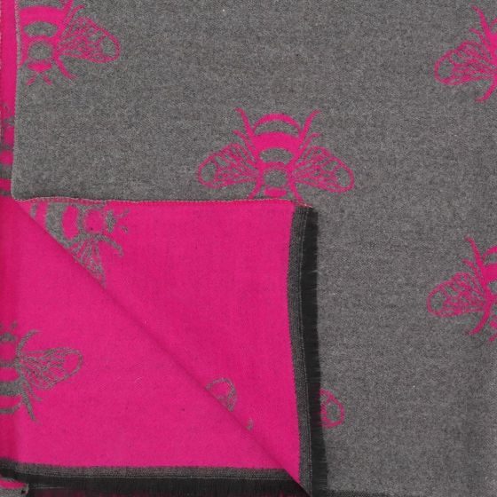 Reversable Bee Pattern Scarf- Pink & Charcoal