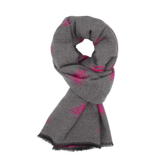 Reversable Bee Pattern Scarf- Pink & Charcoal