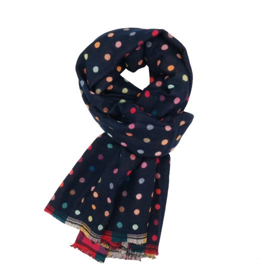 Navy Winter Scarf - Dots