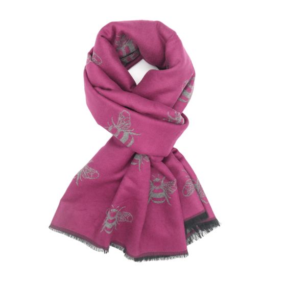 Bee Scarf- Dark Red & Grey