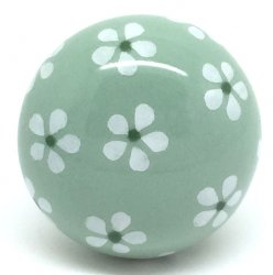 Sage Green Daisy Meadow Knob