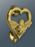 Bumble Bee Heart Door Knocker - Brass Finish