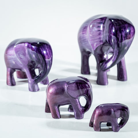 Elephant Ornament, Trunk down  - Brushed Purple
