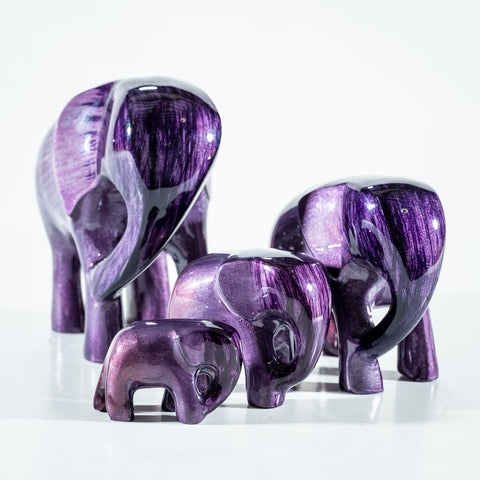 Elephant Ornament, Trunk down  - Brushed Purple