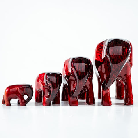 Elephant Ornament, Trunk down  - Brushed Red