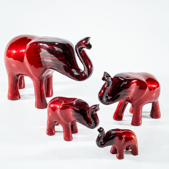 Elephant Ornament, Trunk Up  -Brushed Red