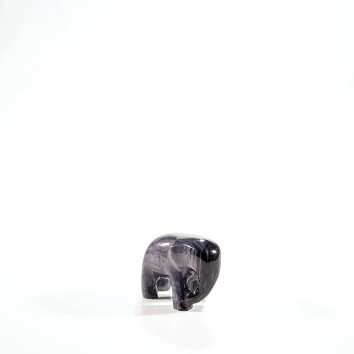 Elephant Ornament, Trunk down  - Brushed Black