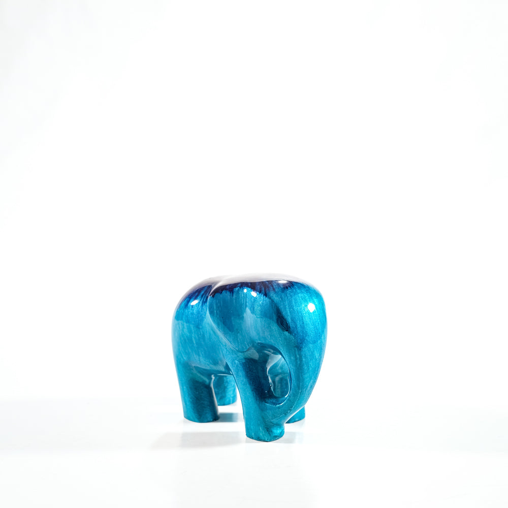 Elephant Ornament, Trunk down  - Brushed Aqua