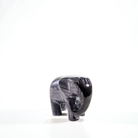 Elephant Ornament, Trunk down  - Brushed Black