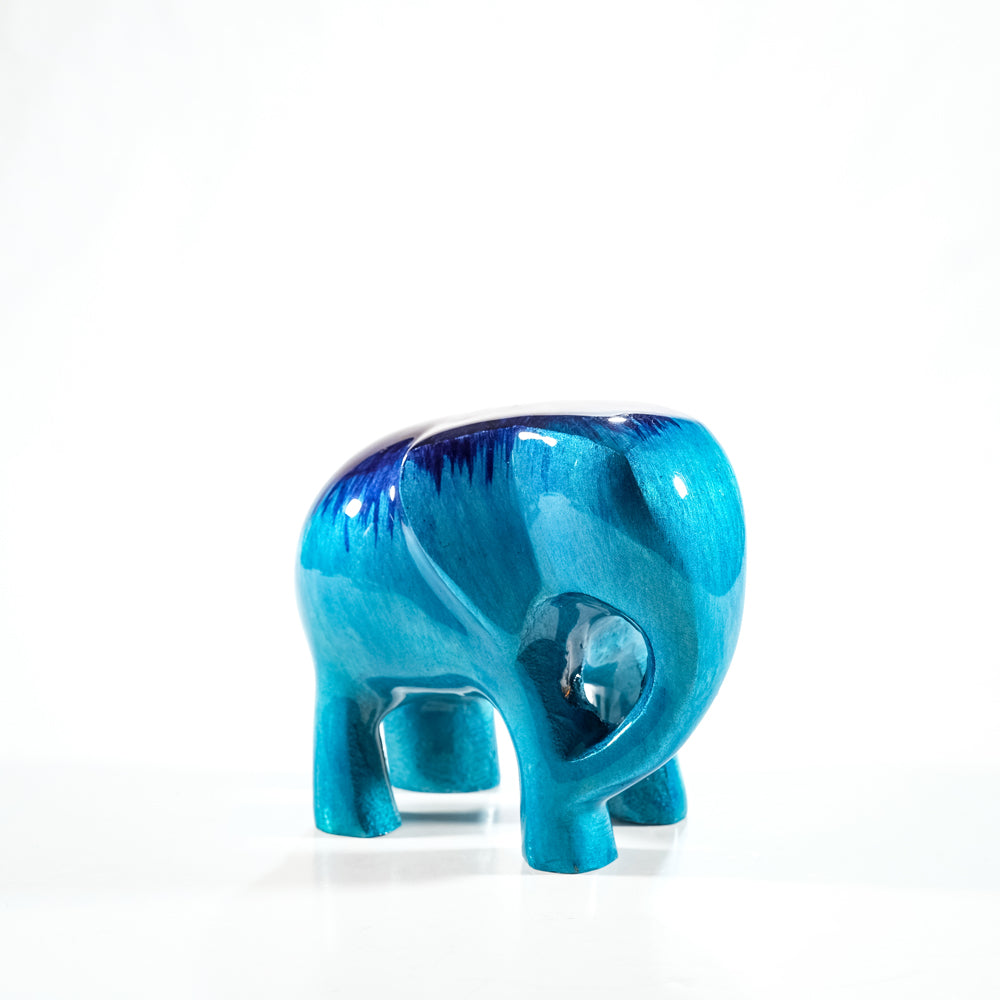 Elephant Ornament, Trunk down  - Brushed Aqua