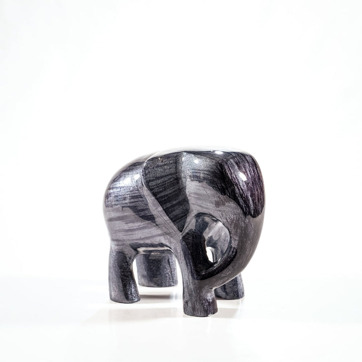 Elephant Ornament, Trunk down  - Brushed Black
