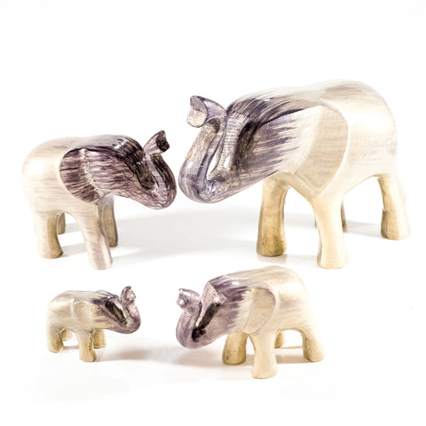 Elephant Ornament, Trunk Up  - Brushed Silver
