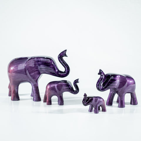Elephant Ornament, Trunk Up  - Brushed Purple