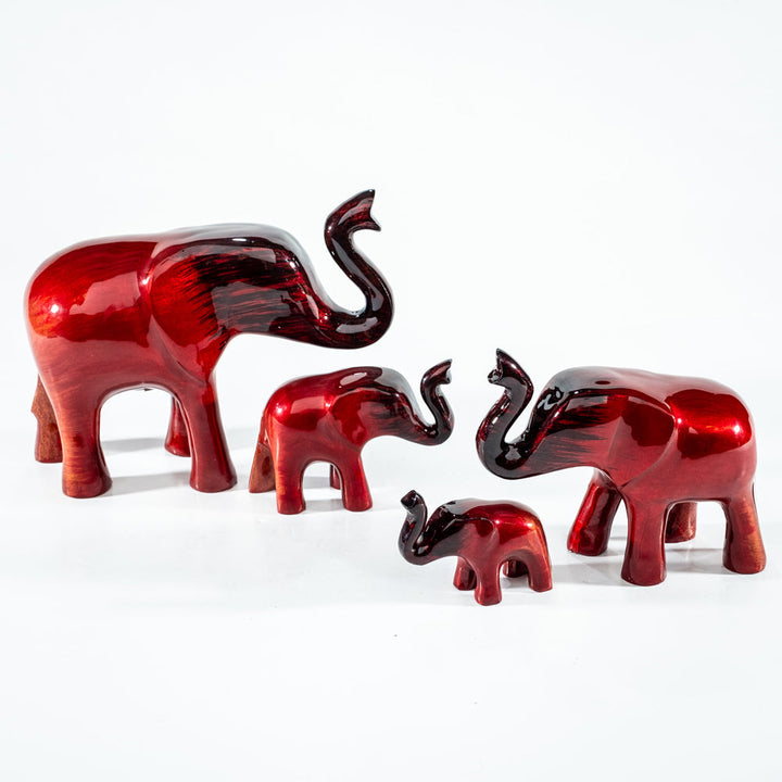 Elephant Ornament, Trunk Up  -Brushed Red