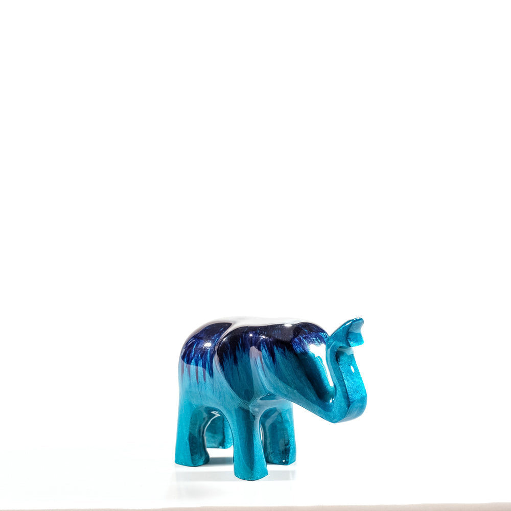Elephant Ornament, Trunk Up  - Brushed Aqua