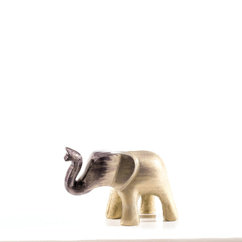 Elephant Ornament, Trunk Up  - Brushed Silver