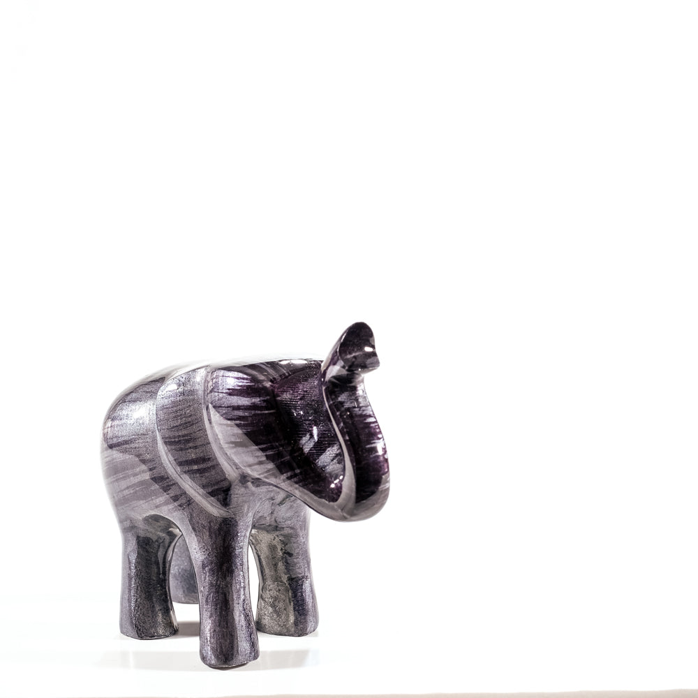 Elephant Ornament, Trunk Up  - Brushed Black