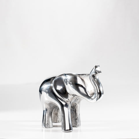 Elephant Ornament, Trunk Up  - Polished Silver